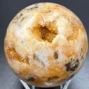 Amazing Tiger Calcite Sphere - Sparkly Druzy Pockets!